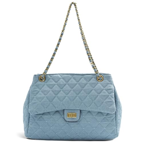 unisoul Umhängetasche Damen Klein Handtaschen - Elegante Cowboy-Schultertasche Metallic Kette Riemen PU Leder Crossbody Bag Damen Lingge Tasche Kleine Gesteppte Abendtasche Citytasche von unisoul