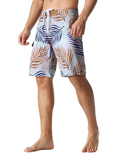 Unitop Herren Badeshorts Quick Dry Tropical Leaves gemustert Beach Board Trunks braun 411 42 von unitop