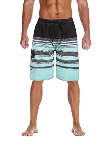 Unitop Men's Colortful Swim Trunks Bathing Beach Board Shorts with Lining Light Green-32 von unitop