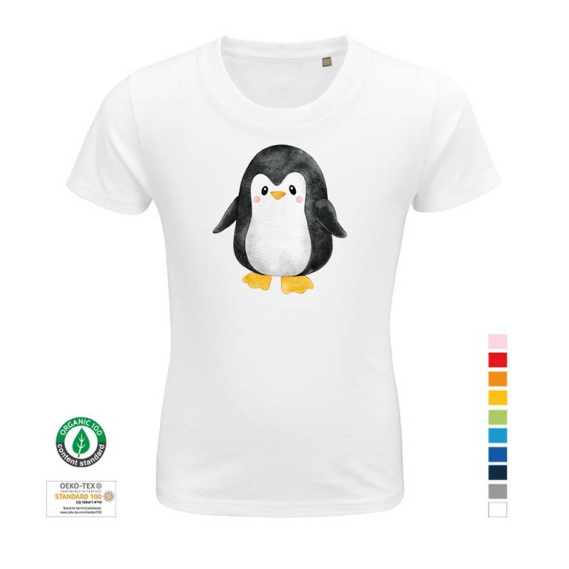 Kinder-T-Shirt Pinguin Wasserfarben Aus 100% Bio-Baumwolle | Aquarell-Kindershirt T-Shirt Kleinkinder Kinder von universumsum