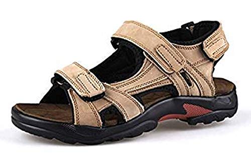 unknow Herren Jungen Leder Sandalen Sommerschuhe Strandschuhe (47, Khaki) von unknow