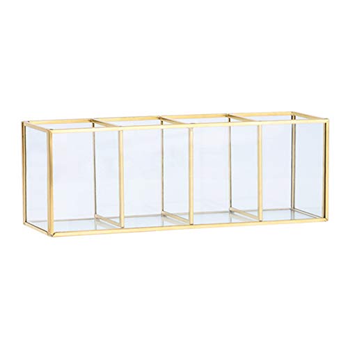 unknowns Make Up Halfter Kosmetik-Organizer Make-up-Pinselbecher, transparentes Glas, Make-up-Pinsel-Aufbewahrungsbox, luxuriöse Kosmetik-Aufbewahrungsbox (Gold) von unknowns