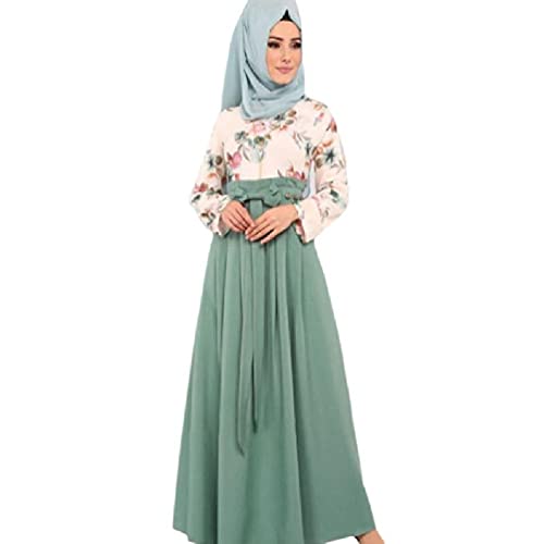 Damen Ramadan Eid Abaya Kleid, unnowsWomen Ramadan Eid Abaya Floral Contrast Color Maxikleid Muslim Islamic Robe von unknows