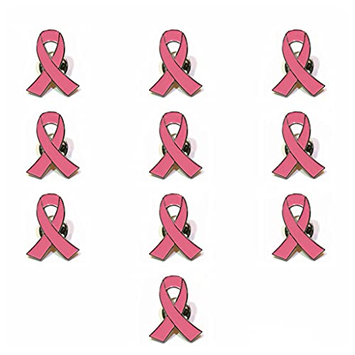 unknows Brustkrebs Awareness Brosche, Unbekannt 10 Stück/Set Damen Schmuck Emaille Pink Ribbon Brosche Pins Brustkrebs Awareness Hope Reversknöpfe von unknows