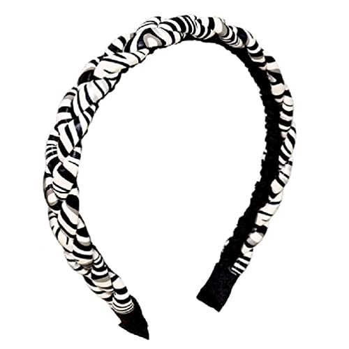 unknows Geflochtene Stirnbänder Leopardenmuster Haarband Vintage Plaid Turban Twist Braid Haarreif Gestreiftes Haarband für Frauen Leopardenmuster Stirnbänder für Frauen Dünn von unknows