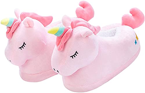 unlockgift Seemehappy Einhorn Hausschuhe Damen, Plüschtier Hausschuhe geschlossen, Einhorn, Hamster, Lama Fell Hausschuhe, Hausschuhe, 36-42,Dark Pink von unlockgift