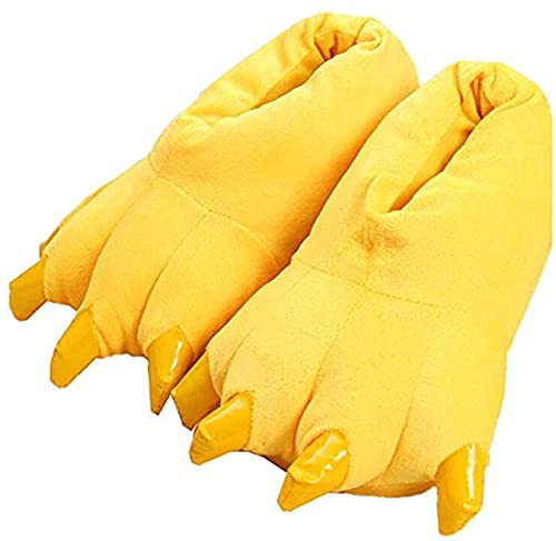 unlockgift Hausschuhe Herbst Winter Plüschtier Kostüm Pfote Klaue Schuhe Männer Frauen Kinder, Cosplay Tiger Dinosaurier Bär Panda Kostüm-28-32,Yellow von unlockgift