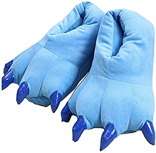 unlockgift Hausschuhe Herbst Winter Plüschtier Kostüm Pfote Klaue Schuhe Männer Frauen Kinder, Cosplay Tiger Dinosaurier Bär Panda Kostüm-35-38,Blue von unlockgift