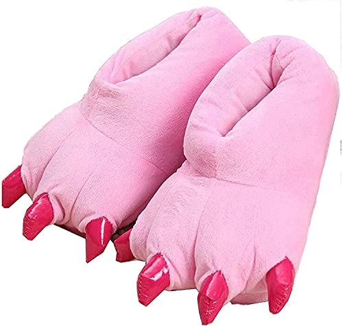 unlockgift Hausschuhe Herbst Winter Plüschtier Kostüm Pfote Klaue Schuhe Männer Frauen Kinder, Cosplay Tiger Dinosaurier Bär Panda Kostüm-39-42,Pink von unlockgift