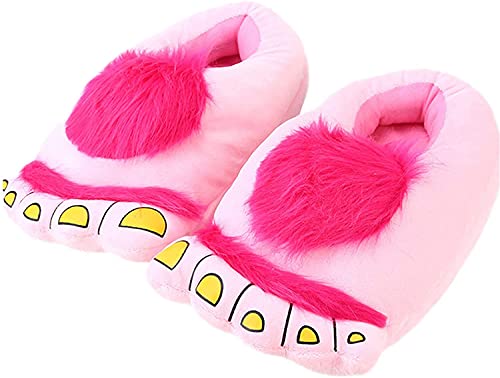 unlockgift Monster Furry Hausschuhe, Bigfoot Abenteuer Hausschuhe, Lustige Hausschuhe Winter Männer Frauen-35-40 EU,Pink von unlockgift