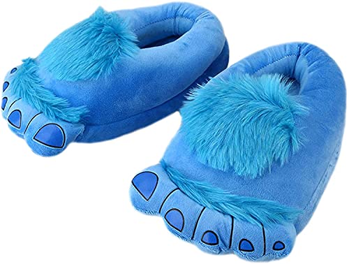 unlockgift Monster Furry Hausschuhe, Bigfoot Abenteuer Hausschuhe, Lustige Hausschuhe Winter Männer Frauen-41-45 EU,Blue von unlockgift