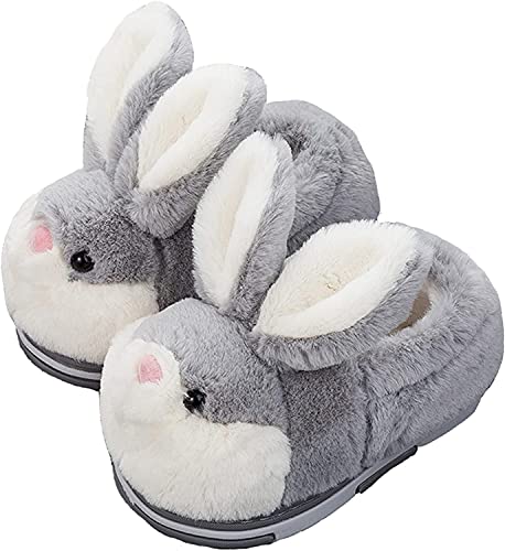 unlockgift Seemehappy Hausschuhe Kinder Mädchen,Hausschuhe Mädchen,Hausschuhe Tiere, Hase, Winter Hausschuhe Kinder,plüsch Hausschuhe Kinder-25-26,Gray Shoes von unlockgift