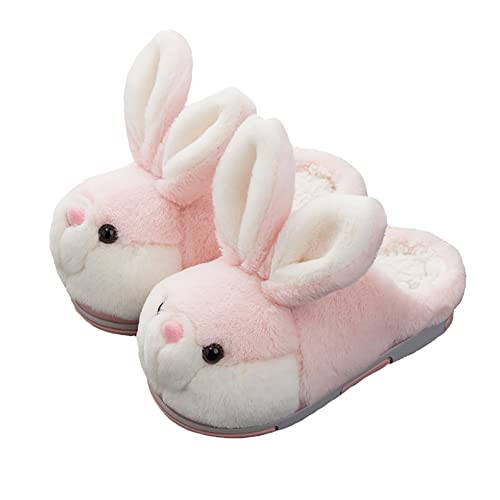 unlockgift Seemehappy Hausschuhe Kinder Mädchen,Hausschuhe Mädchen,Hausschuhe Tiere, Hase, Winter Hausschuhe Kinder,plüsch Hausschuhe Kinder-35-36,Pink Slippers von unlockgift