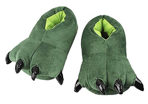 unlockgift Unisex Erwachsene Warme Klaue Hausschuhe für Damen Herren Dinosaurier Hausschuhe Pfoten Hausschuhe, - grün - Größe: 40/43 EU von unlockgift