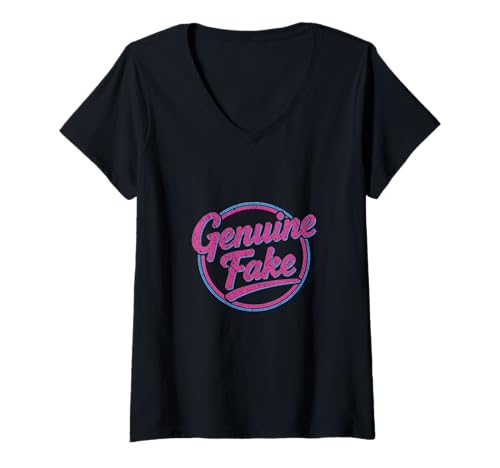 Damen Echter gefälschter Retro-Stil der 80er Jahre T-Shirt mit V-Ausschnitt Damen Echter gefälschter Retro-Stil der 80er Jahre T-Shirt mit V-Ausschnitt von unrealindeed