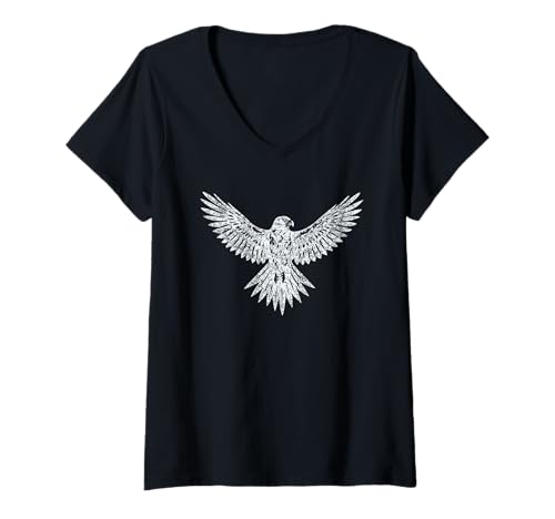 Damen Greifvogel im vollen Flug – Vol 1 T-Shirt mit V-Ausschnitt Damen Greifvogel im vollen Flug – Vol 1 T-Shirt mit V-Ausschnitt von unrealindeed