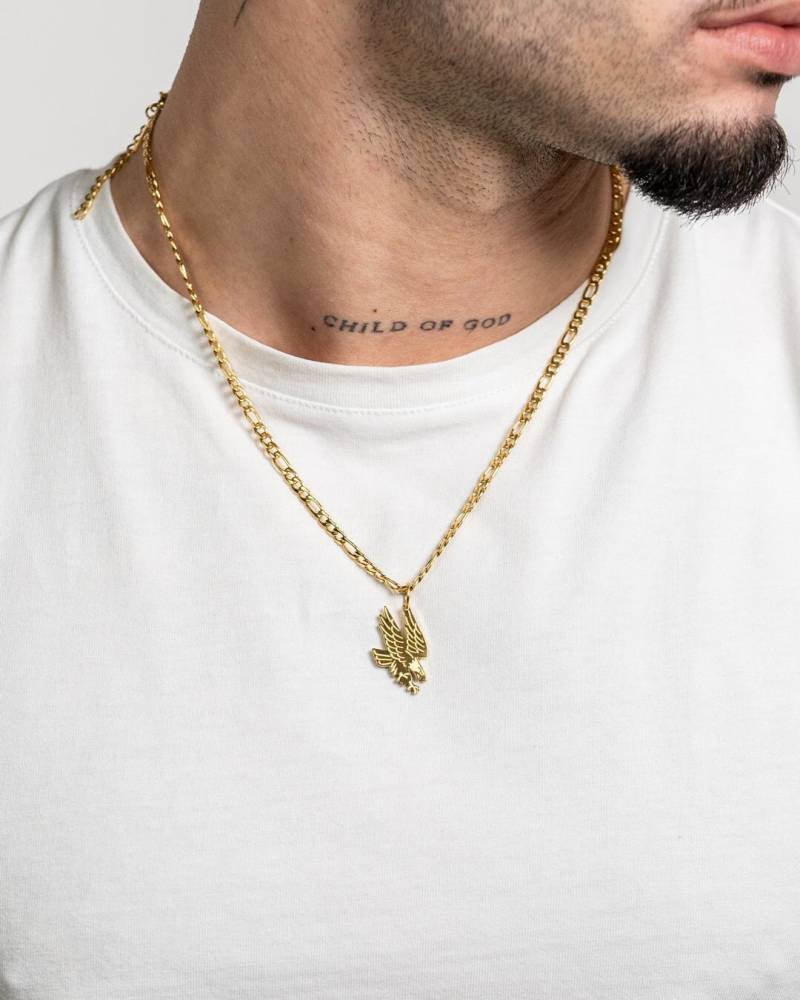 Adler Halskette Mit Anhänger in Gold Aus 316L Edelstahl Und 18K - Golden Eagle Charm Necklace For Men & Women By Unshinebar von unshinebar