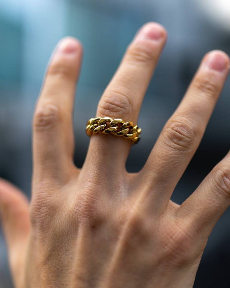 Cuban Ring Aus 316L Edelstahl Und 18K Gold - Eleganter Link Streetwear Für Herren Damen By Unshinebar von unshinebar