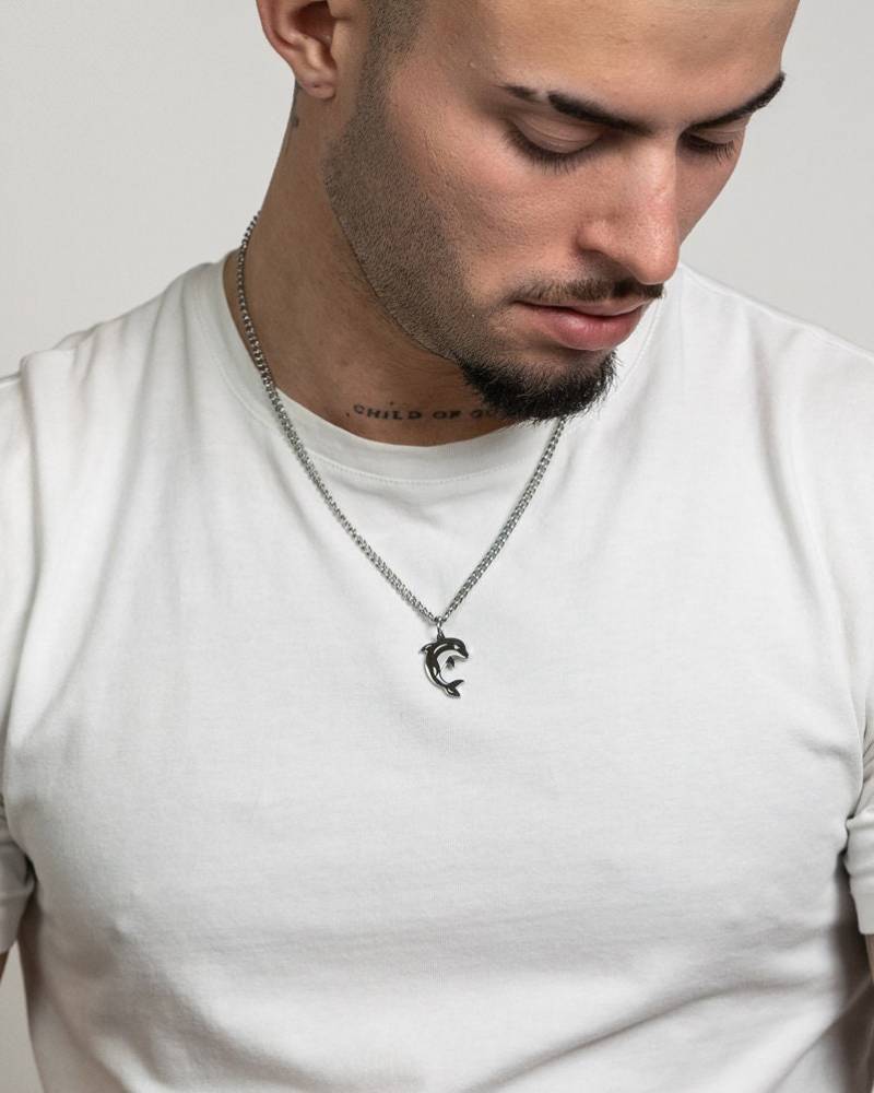 Delfin Halskette Mit Anhänger Aus Edelstahl Und 18K Gold - Dolphin Unisex Necklace For Men & Women By Unshinebar von unshinebar