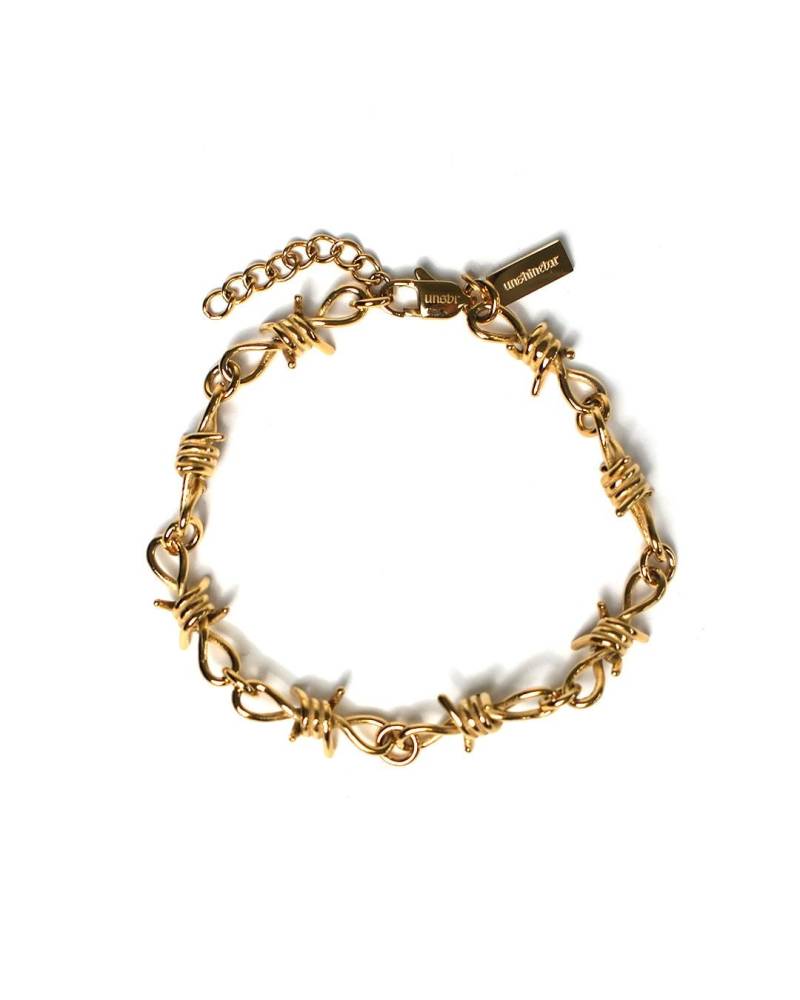 Dünnes Stacheldraht Armband in Gold Aus 18K Plated Edelstahl - Golden Goth Barbed Barb Wire Bracelet For Men & Women By Unshinebar von unshinebar