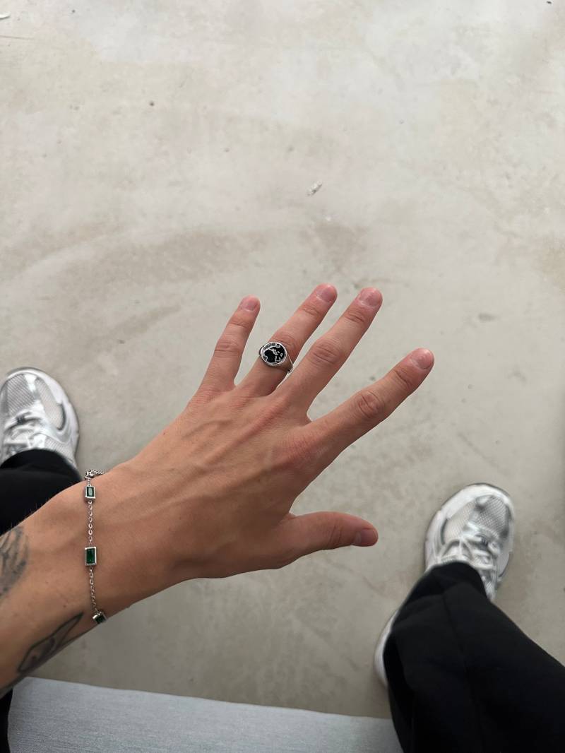 Earth Ring Aus 316L Edelstahl - Silver Globus Streetwear Unisex Jewelry World Map Signet For Men & Woman By Unshinebar von unshinebar