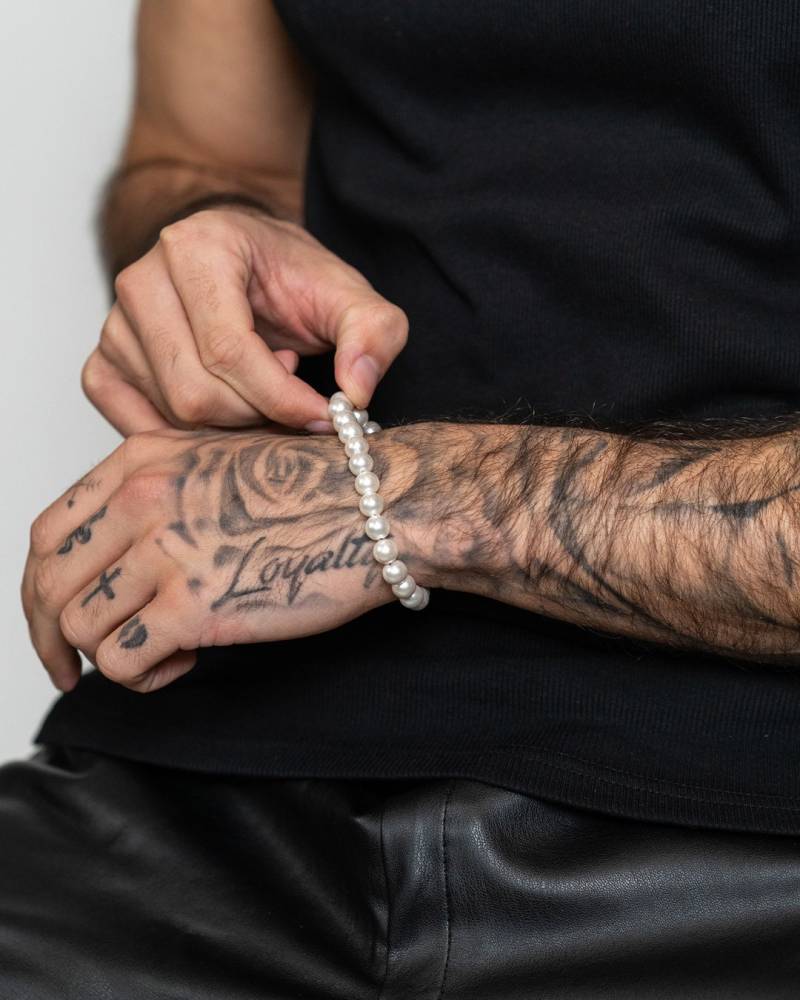 Echtes Perlen Armband Aus 316L Edelstahl Und Echten Süsswasser-Perlen, Streetwear 8mm Pearl Bracelet For Men & Women By Unshinebar von unshinebar