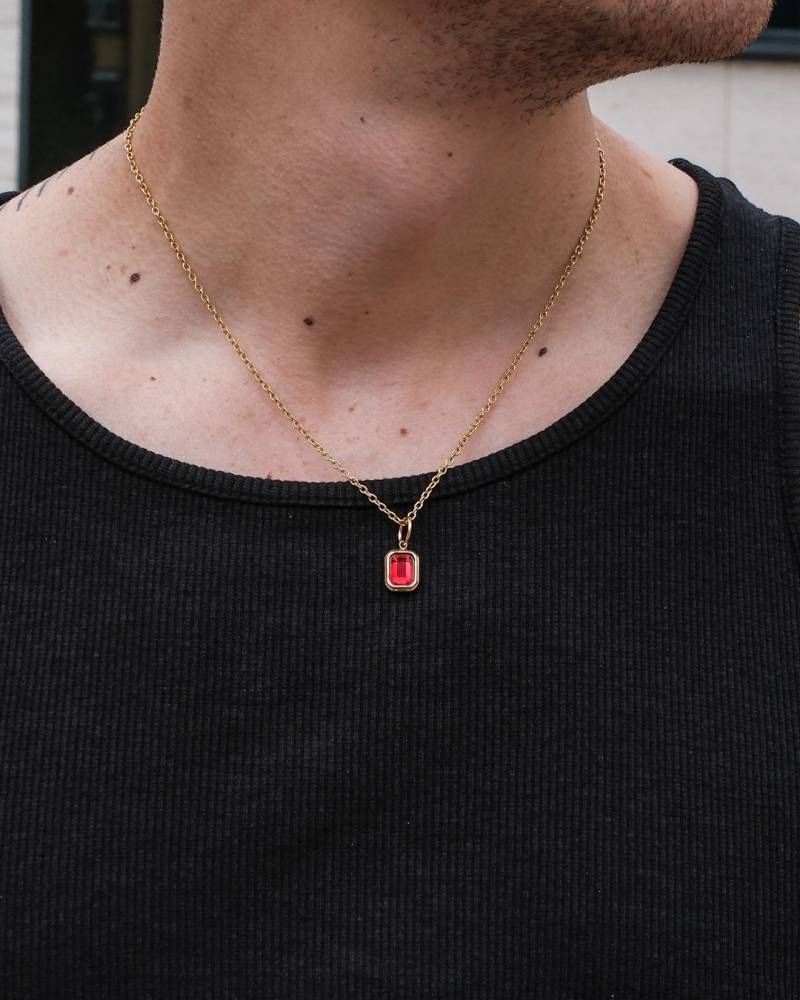 Edelstein Halskette Mit Anhänger in Rot Gold - Dainty Vintage Ruby Style Gemstone Pendant Necklace For Men & Women By Unshinebar von unshinebar