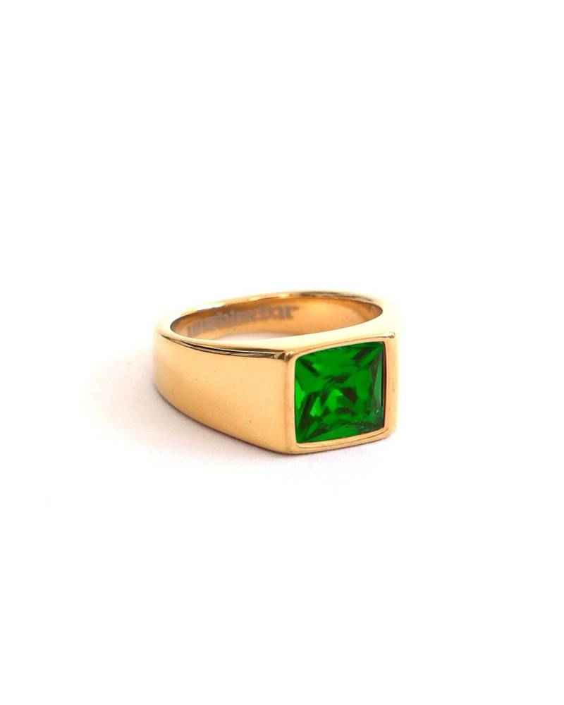 Gemstone Ring Emerald Grün in Gold Aus 316L Steel Und 18K - Streetwear Green Signet For Men & Woman By Unshinebar von unshinebar