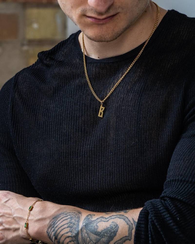 Gold Initial Halskette Mit Anhänger Für Herren Und Damen 3mm Cuban Chain - 18K With Mini Pendant By Unshinebar von unshinebar