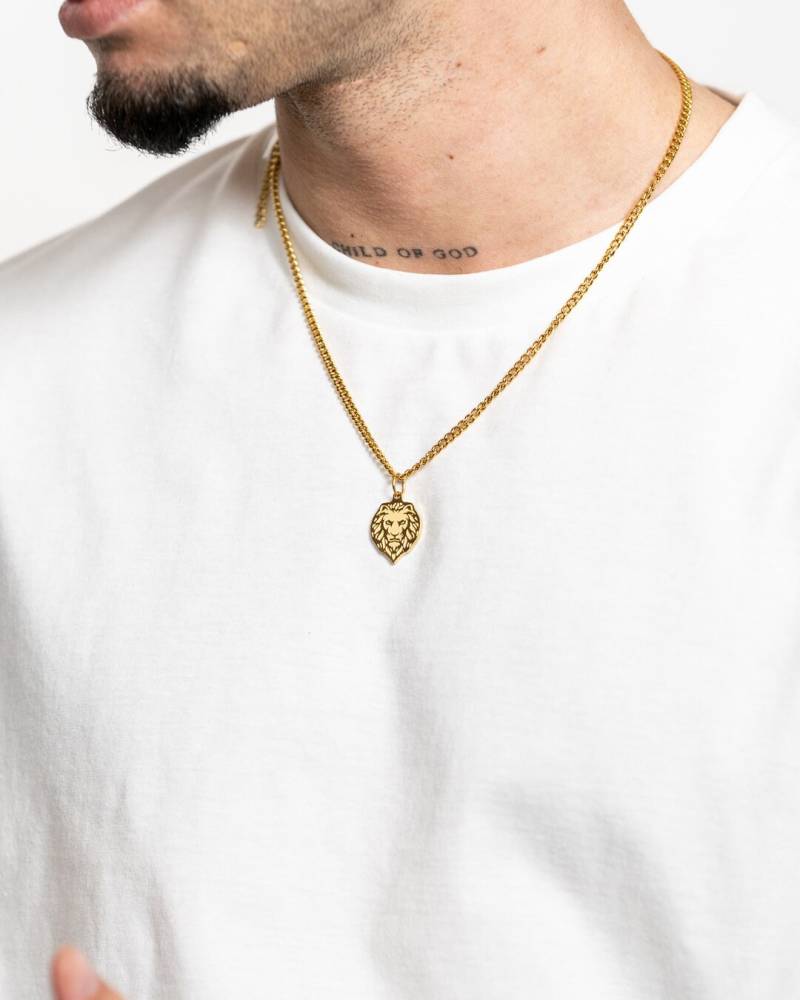 Löwe Halskette Mit Anhänger in Silber Und 18K Gold - Dainty Lion Zodiac Sign Charm Streetwear Necklace For Men & Women By Unshinebar von unshinebar