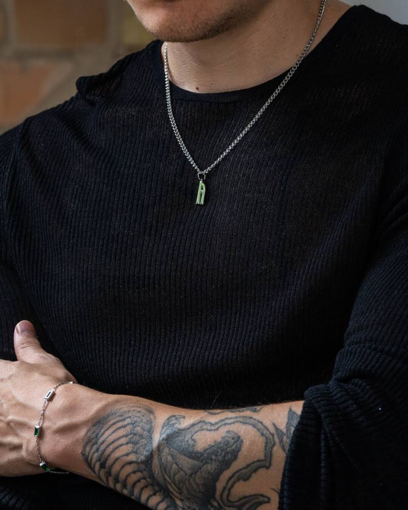 Minimal Initial Halskette Mit Anhänger in Silber Aus Edelstahl Und 18K Gold - Silver Buchstabe Unisex Gift Necklace By Unshinebar von unshinebar