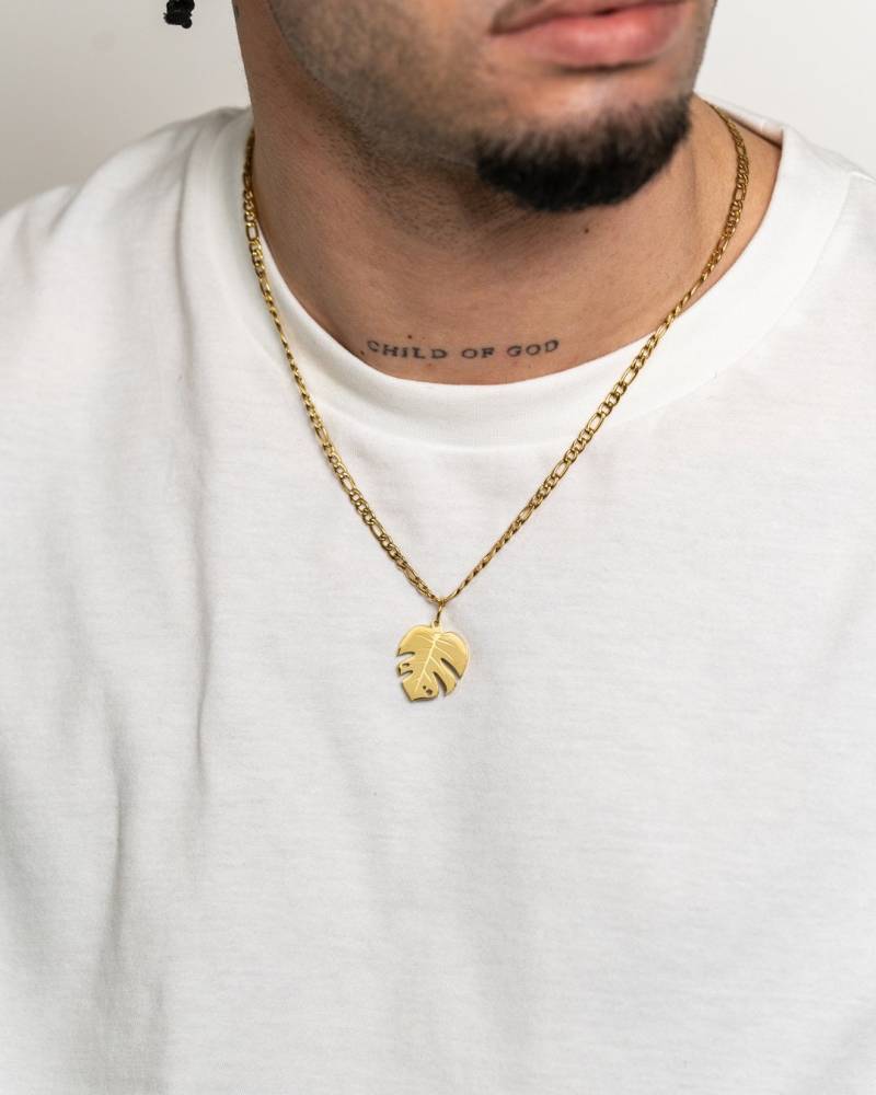 Monstera Halskette Mit Anhänger Aus Edelstahl Und 18K Gold - Flower Charm Necklace Silver & For Men Women By Unshinebar von unshinebar