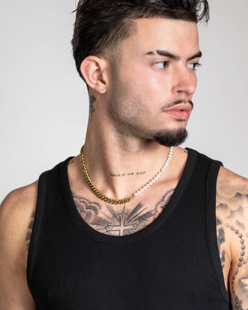 Perlen Cuban Sommer Kette Aus Echten in Gold Für Herren, Golden Perlenkette Half Pearl Mix For Men & Women By Unshinebar von unshinebar