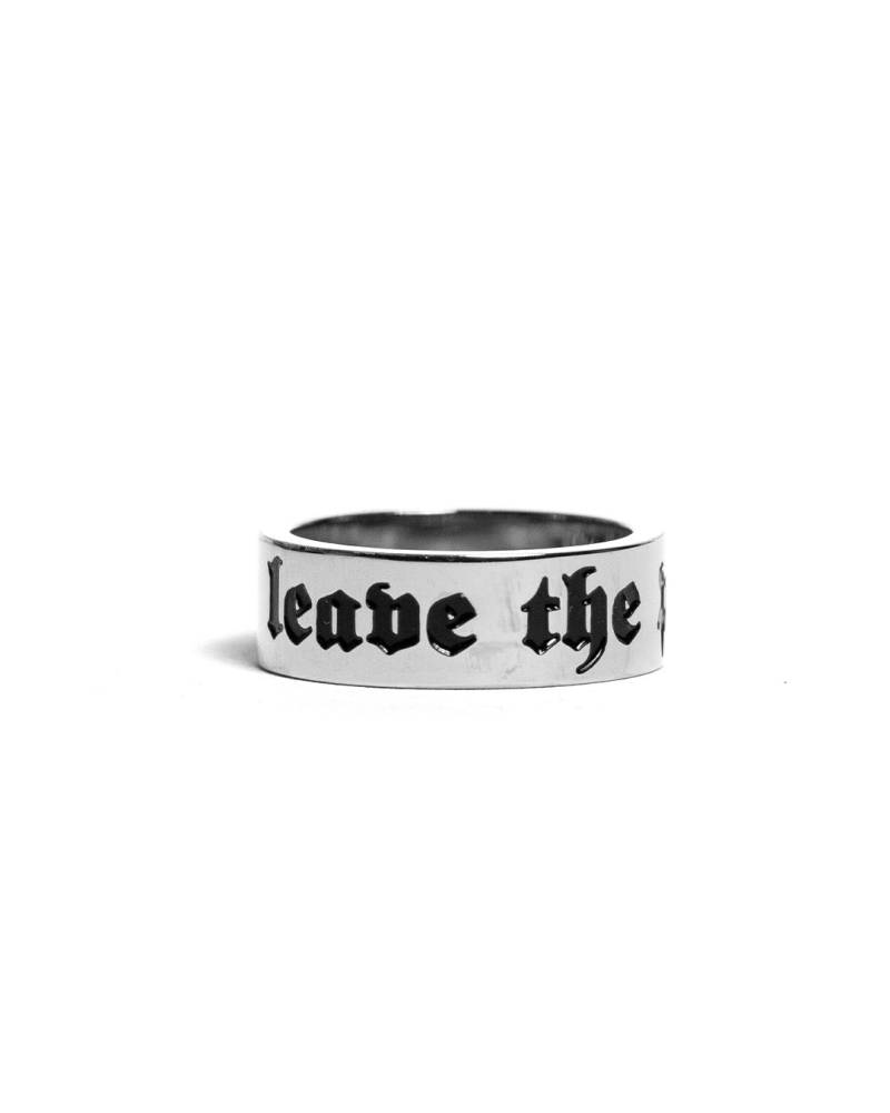 Round Basic Quote Ring Leave The Past Behind in Silber Und 18K Gold - Essential Signet Streetwear Für Herren Damen By Unshinebar von unshinebar