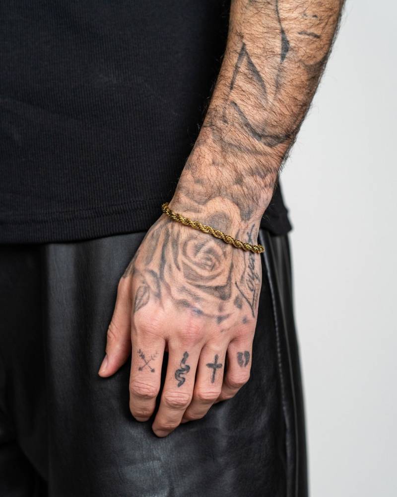 Rope Armband in Gold Aus Edelstahl Und 18K - Streetwear 5mm Roped Bracelet For Men Twisted Link By Unshinebar von unshinebar