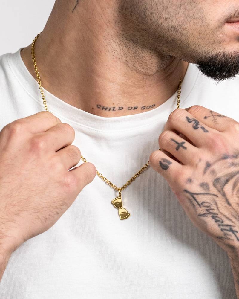 Sanduhr Halskette Mit Anhänger Aus Edelstahl Und 18K Gold - Hourglass Time Clock Necklace For Men & Women By Unshinebar von unshinebar