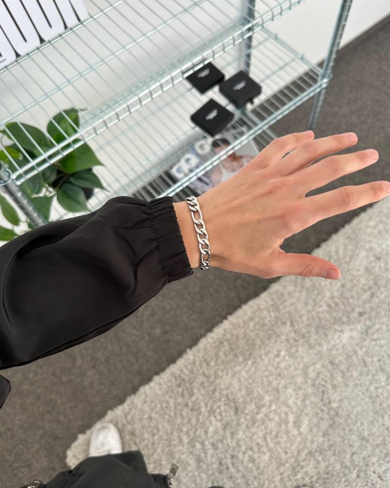 Silver Figaro Armband in 10mm Breite, Thick Chain Bracelet, Heavy Statement Link Bracelet For Men & Women By Unshinebar von unshinebar