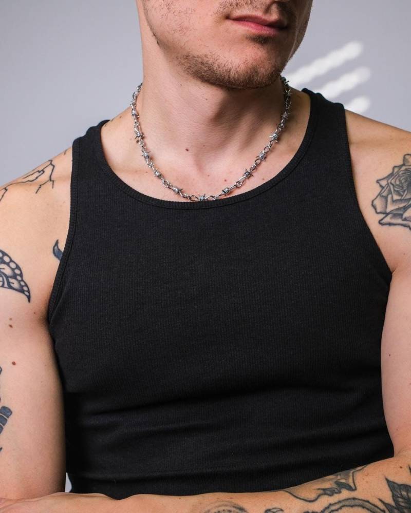 Stacheldraht Kette in Silber Aus Edelstahl, 6mm Goth Barbed Wire Streetwear Chain For Men & Women By Unshinebar von unshinebar