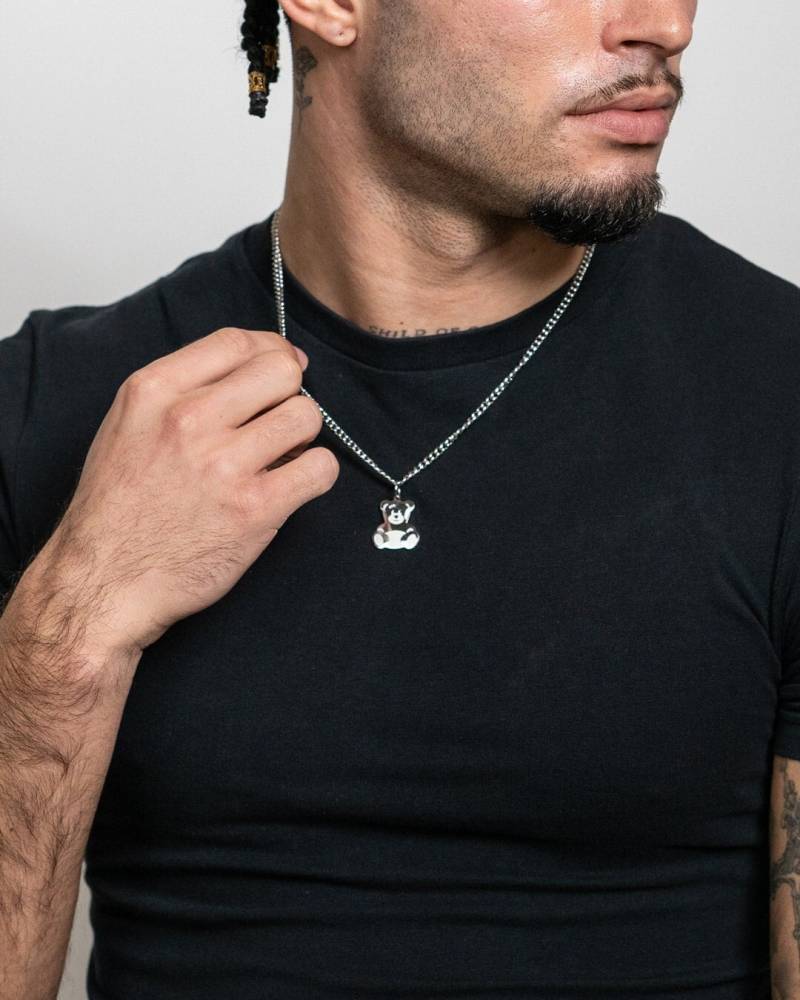 Teddy Kette Mit Anhänger Aus Edelstahl Und 18K Gold - Bear Unisex Necklace For Men & Women By Unshinebar von unshinebar