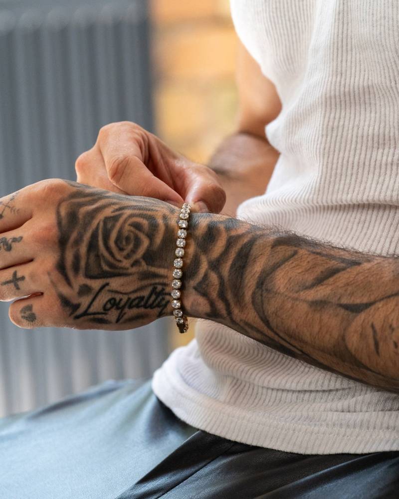 Tennis Armband in Gold Aus 18K Und Zirkonia Steinen - Golden Iced Out Bracelet Für Herren Wasserfestes By Unshinebar von unshinebar