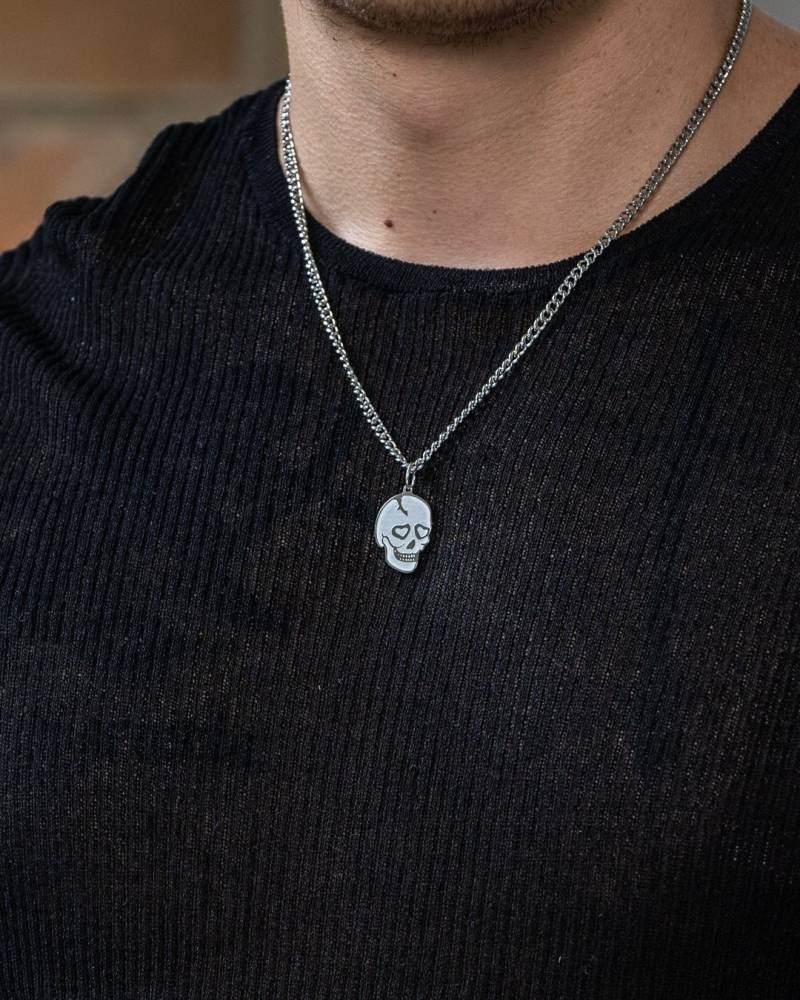 Totenkopf Kette Mit Anhänger Aus Edelstahl Und 18K Gold - Skull Face Unisex Jewelry Necklace For Men & Women By Unshinebar von unshinebar