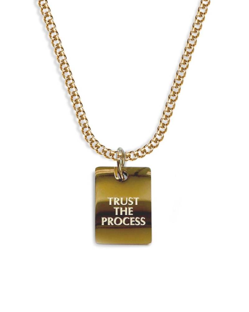 Trust The Process Quote Motivation Halskette Mit Anhänger Aus Edelstahl Und 18K Gold - Motivational Necklace For Men & Women By Unshinebar von unshinebar