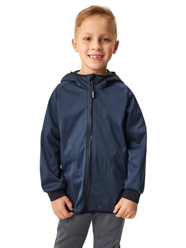 unuo, Kinder-Softshell-Jacke ohne Innenfutter, elastisch Basic, Dunkel Blau Schwarz 122/128 von unuo
