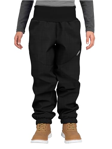 unuo, Kinder Softshellhose mit Sherpa Light, Schwarz Gestromt von unuo