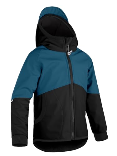 unuo, Kinder Softshelljacke mit Fleece Street, Schwarz, Kobalt von unuo