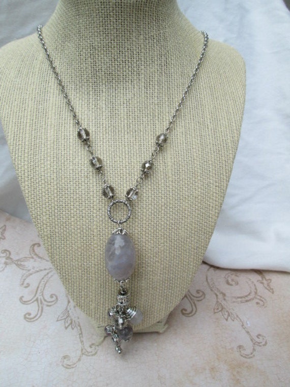 Drachen Venen Achat Anhänger Bead Lange Halskette Drachen Venen Achat Anhänger Bead Lange Halskette von unusualadornments