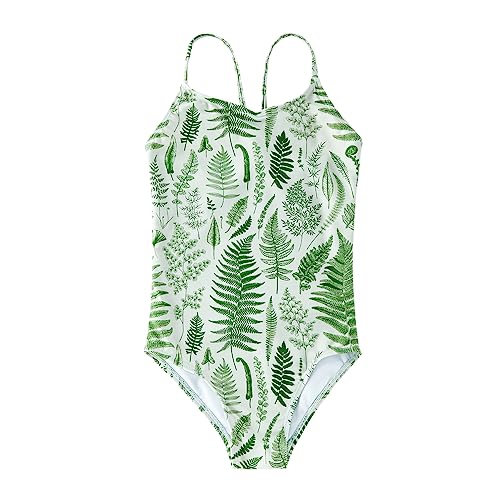 Mädchen Badeanzüge Bikini Bademode Badebekleidung One Piece Sommer Beachwear(Grün,12 Jahre) von upandfast