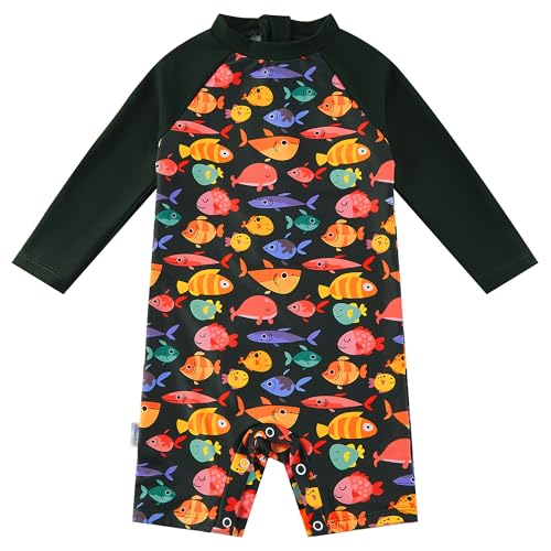 upandfast Baby Badeanzug mit Knöpfen UPF 50+ Baby Swimsuit(24-36 Monate,Fisch) von upandfast