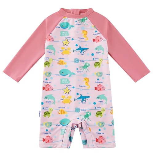upandfast Baby Einteiliger Badeanzug für Mädchen mit Knöpfen(6-9 Monate,Rosa) von upandfast