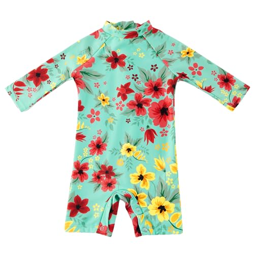 upandfast Baby Einteiliger Badeanzug für Mädchen mit Knöpfen(Grün,12-18 Monate) von upandfast
